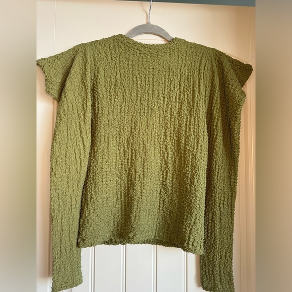 Zara Green Textured Long Sleeve Top - Picture 3 of 3